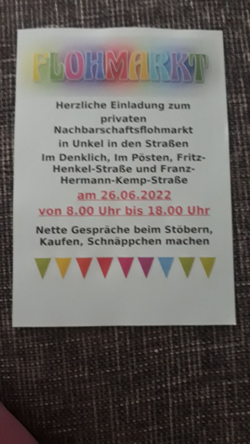 Herzliche Einladung zum Hof-/Garagenflohmarkt in Unkelam 26.06.2022